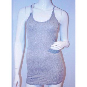 POLECI Ribbed LIGHT GRAY Racerback TANK Top MADE IN USA S